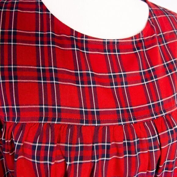 NEW Madewell red Plaid Tiered Button-Back long sleeves To, size XS - Picture 10 of 15